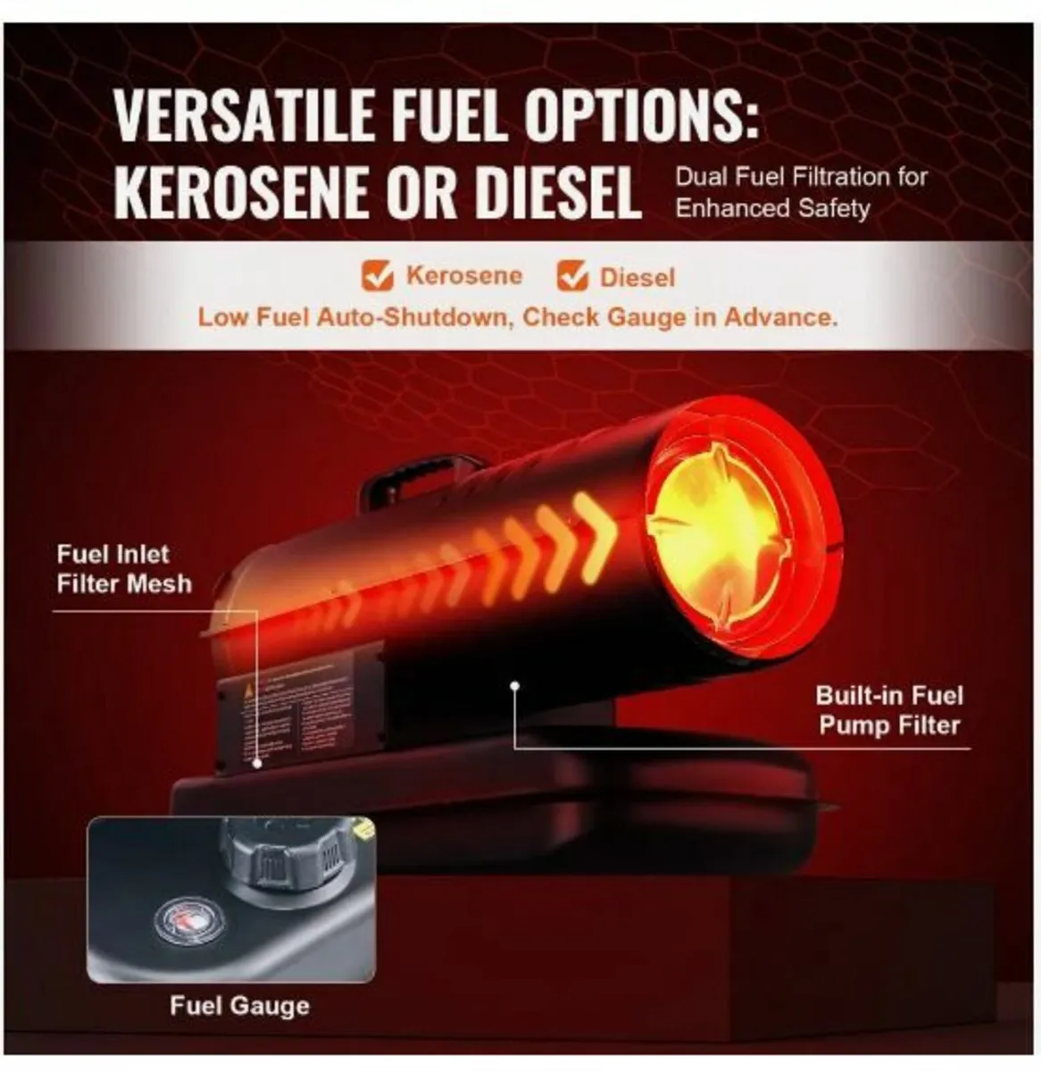 Kerosene/Diesel Forced Air Heater, 70000Btu - Image 1