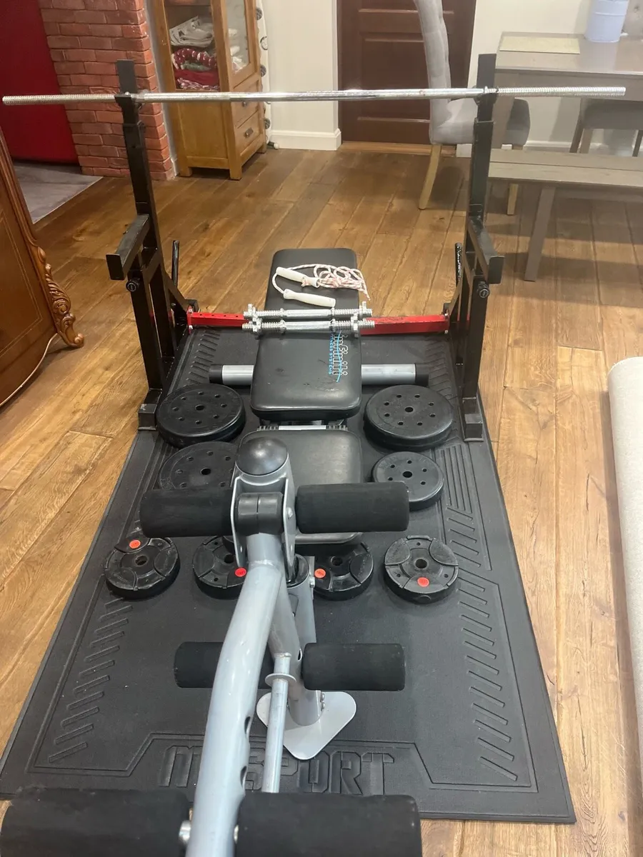 Rack bench barbell dumbbells and weights - Image 1