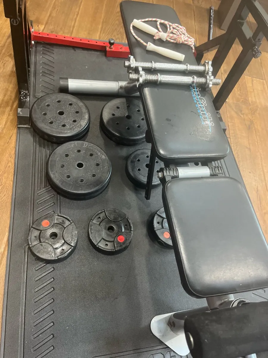 Rack bench barbell dumbbells and weights - Image 2