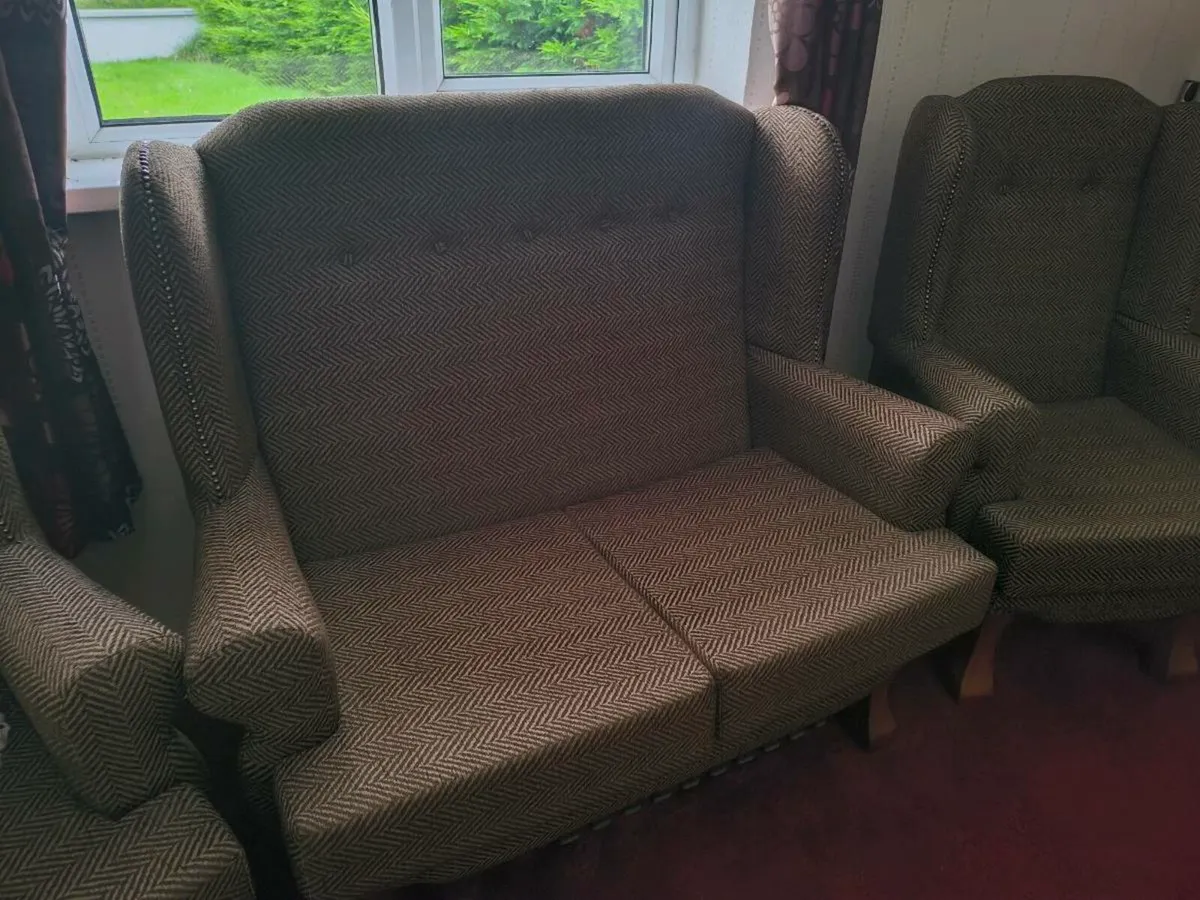 Classic Wingback Armchairs & Two-Seater Sofa Set - Image 2