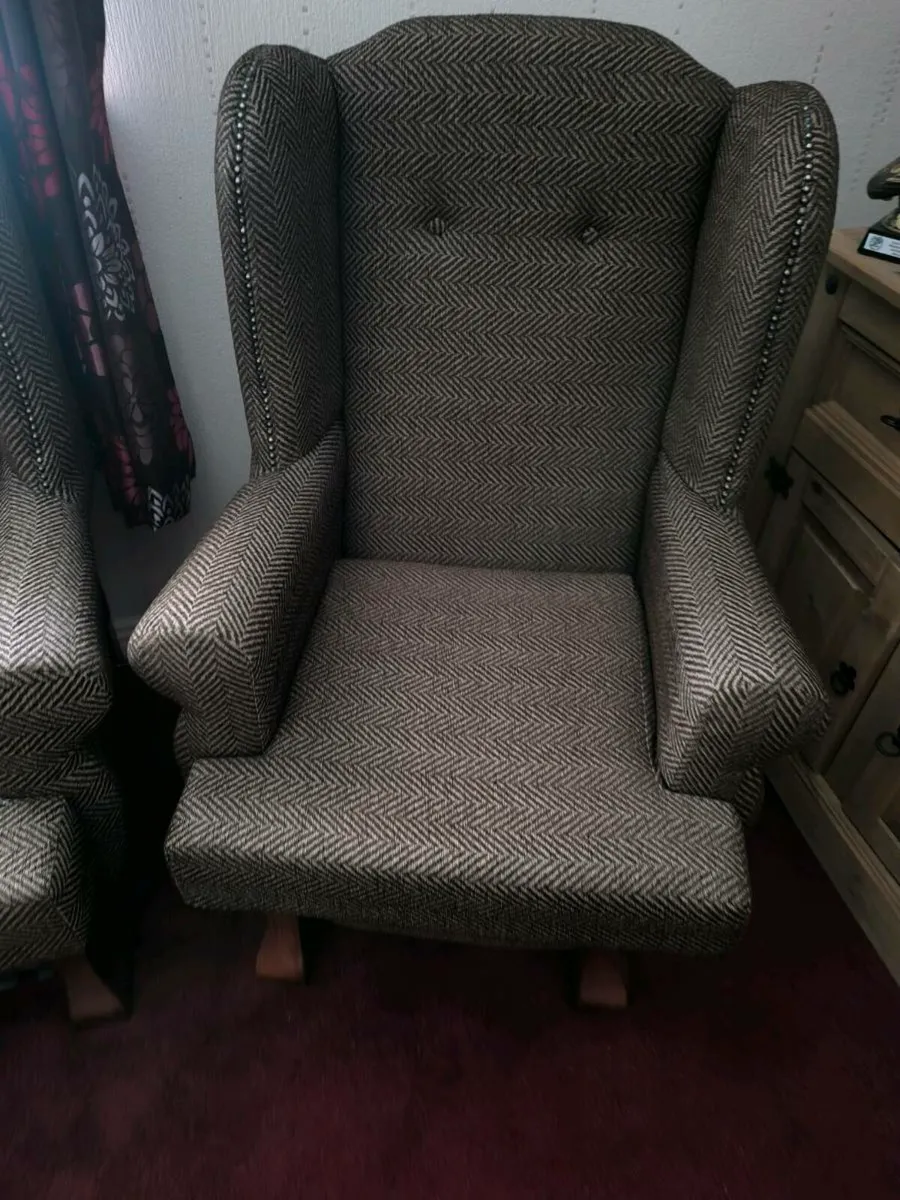 Classic Wingback Armchairs & Two-Seater Sofa Set - Image 3