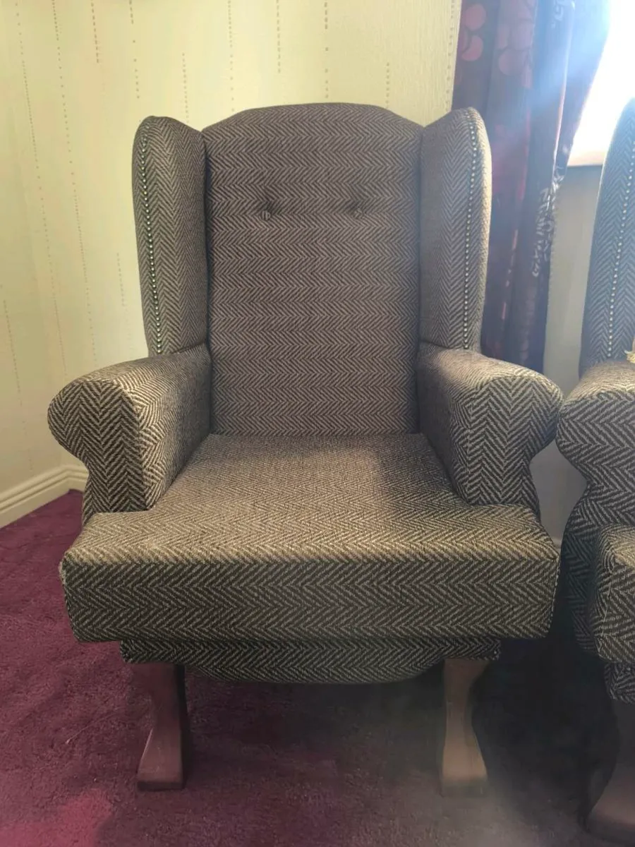 Classic Wingback Armchairs & Two-Seater Sofa Set - Image 4