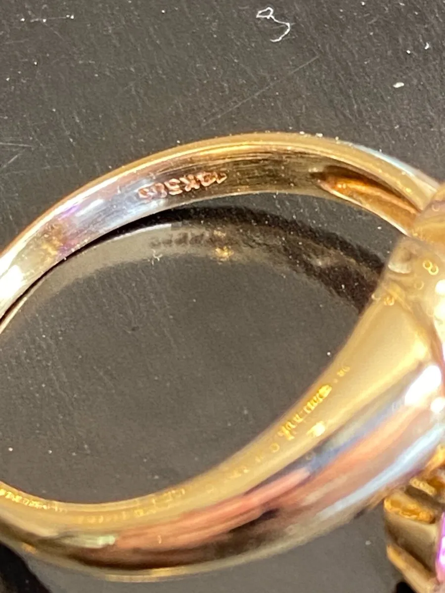 Vintage 14ct Gold Amethyst and Diamond Ring - Image 4