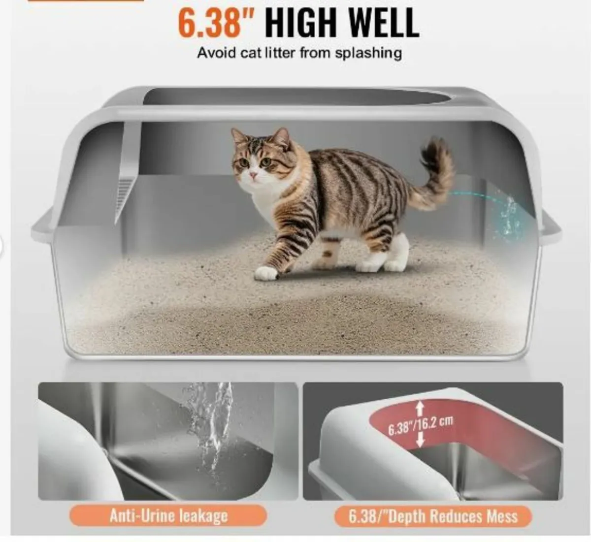 Cat Litter Box, 6 inches Deep - Image 2