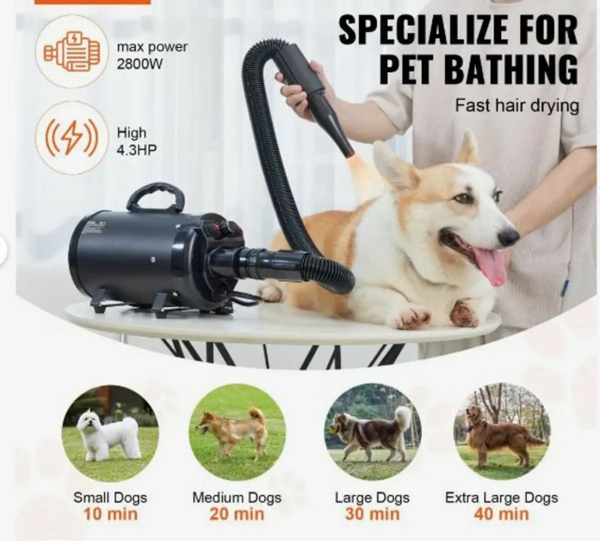 Dog Dryer, 2000W/2.7HP Dog Blow - Image 3