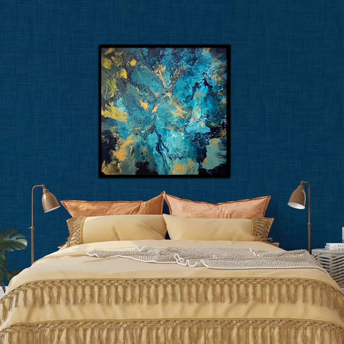 'Blue' Abstract art. XL painting by artist Helen Mathews - Image 1