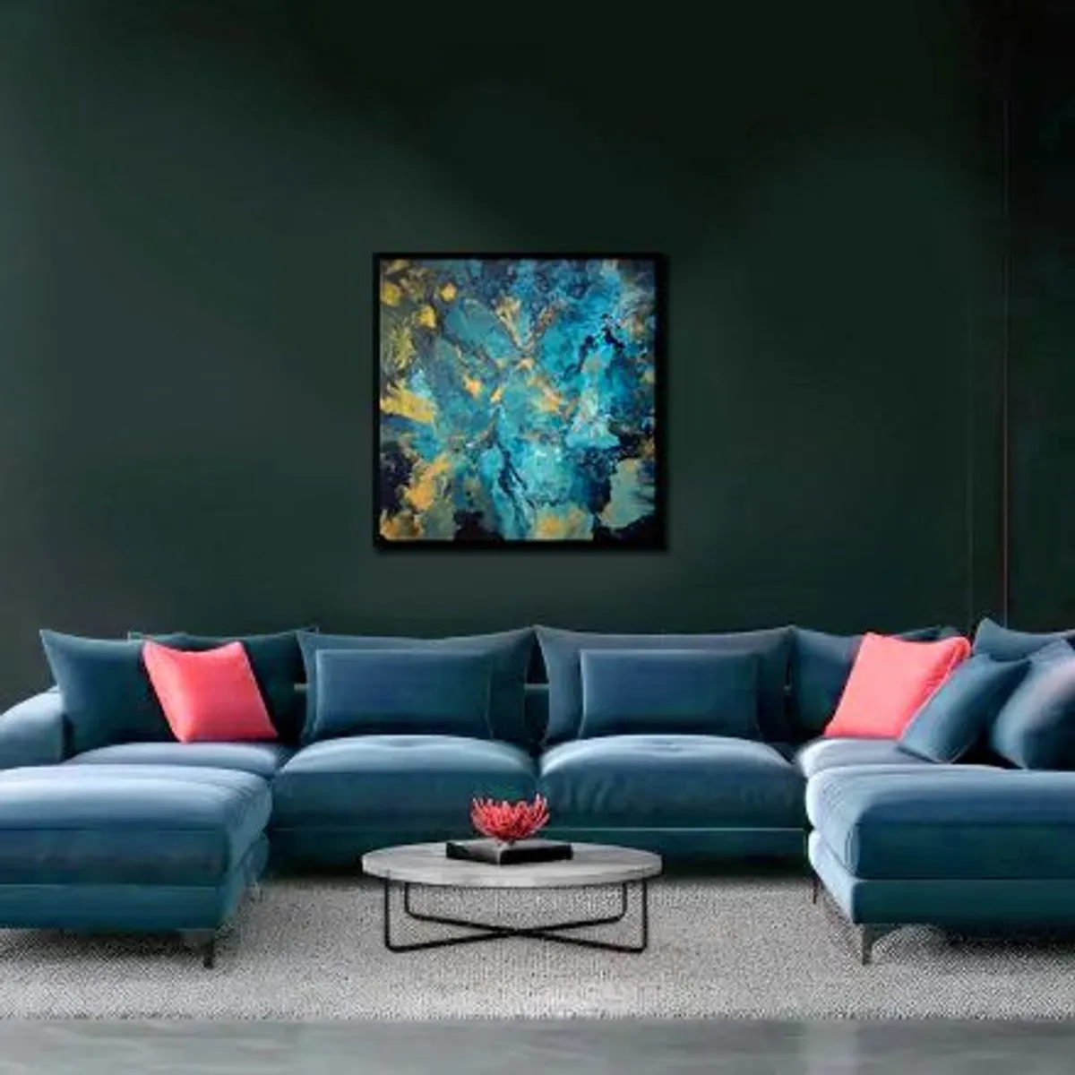 'Blue' Abstract art. XL painting by artist Helen Mathews - Image 2