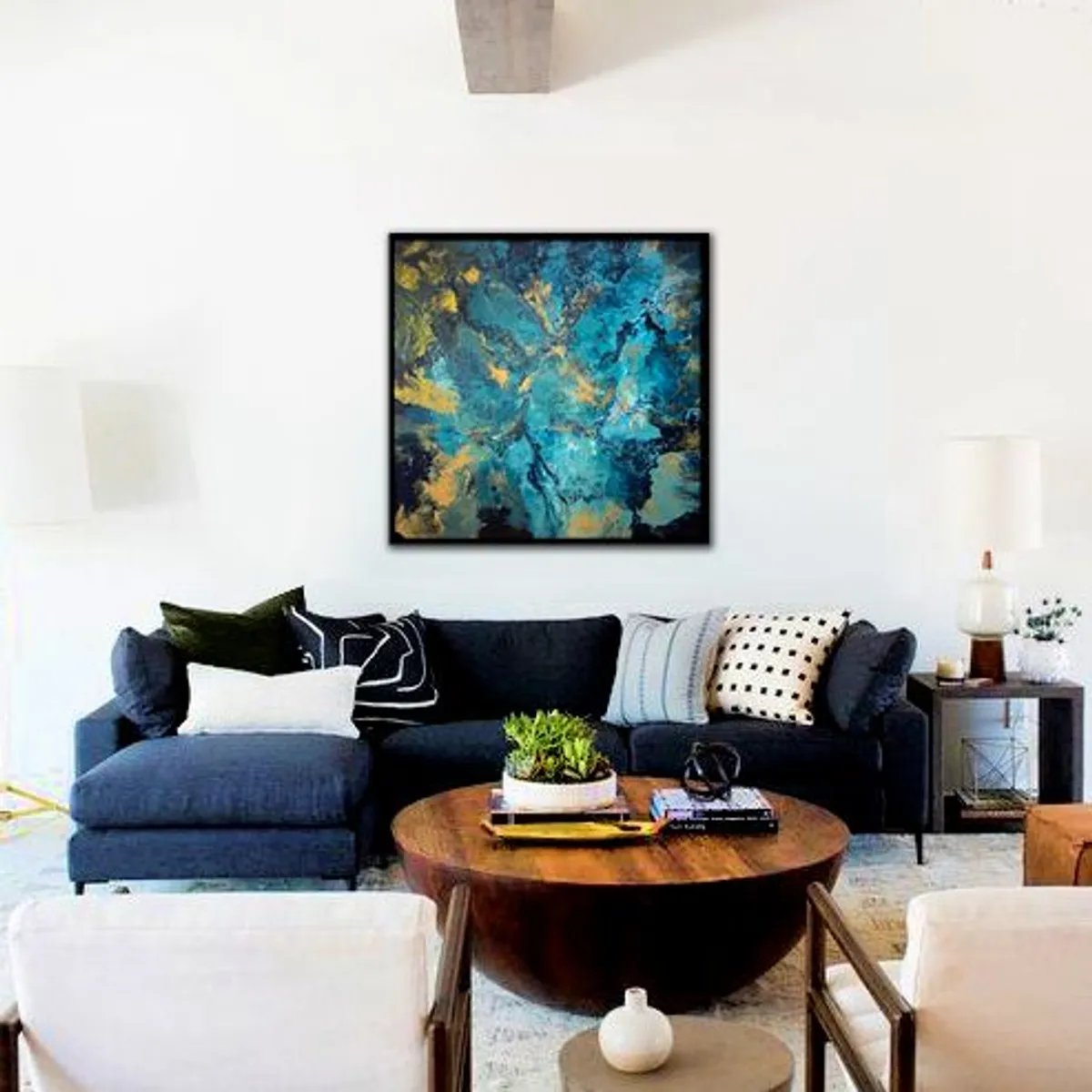'Blue' Abstract art. XL painting by artist Helen Mathews - Image 3