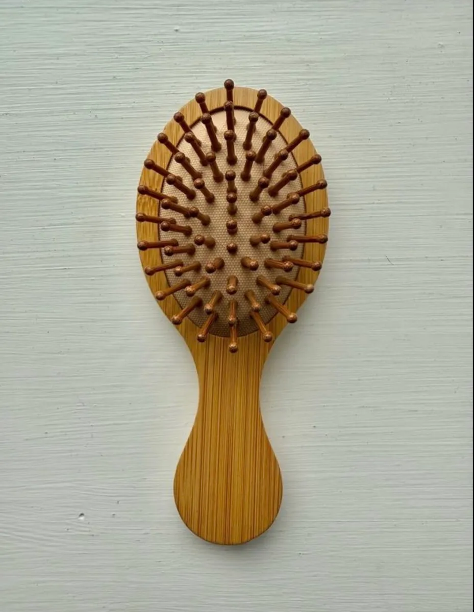 Mini bamboo hairbrush brush - Image 1