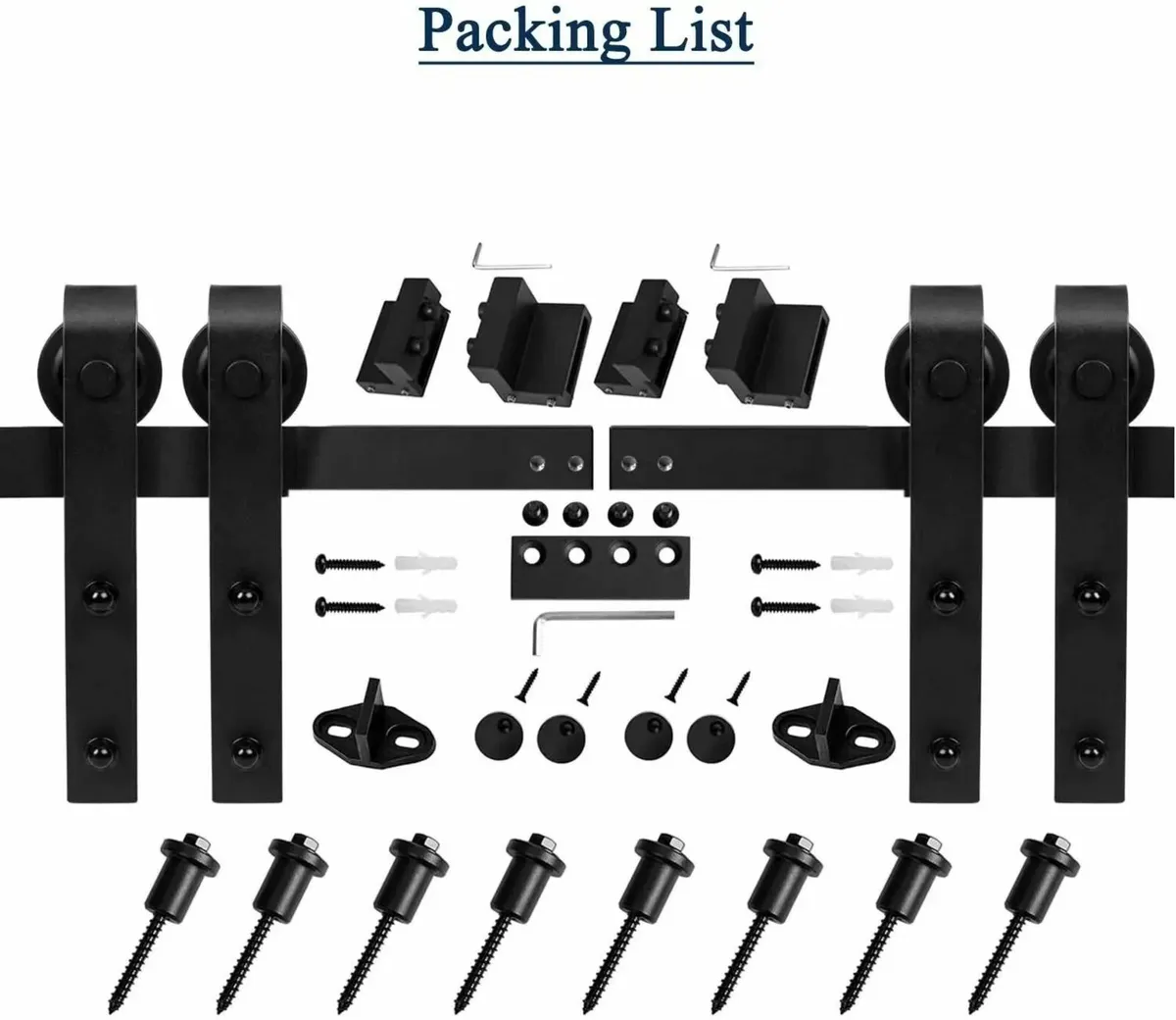 10FT Double Sliding Barn Door Hardware Kit–J-Shape - Image 1