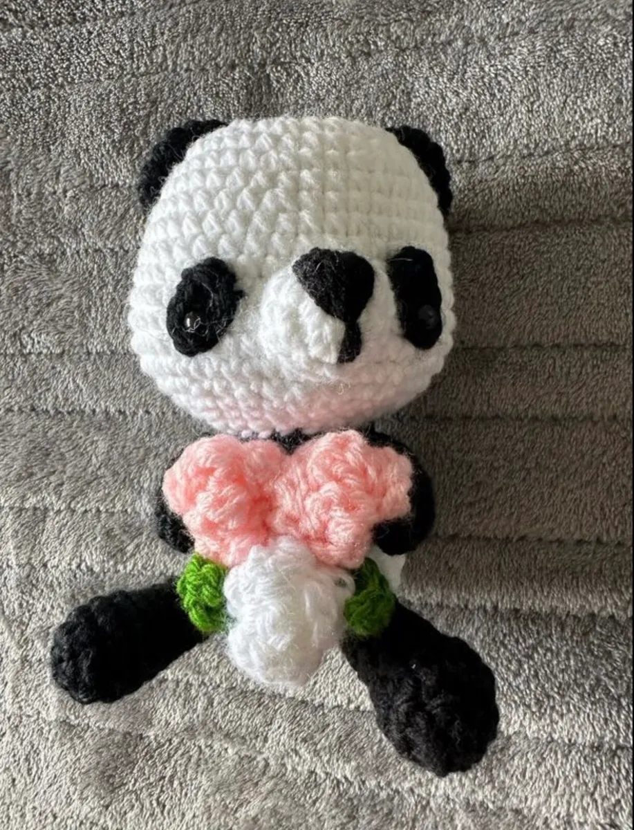Brand new hand knitted teddy bear - panda - Image 1