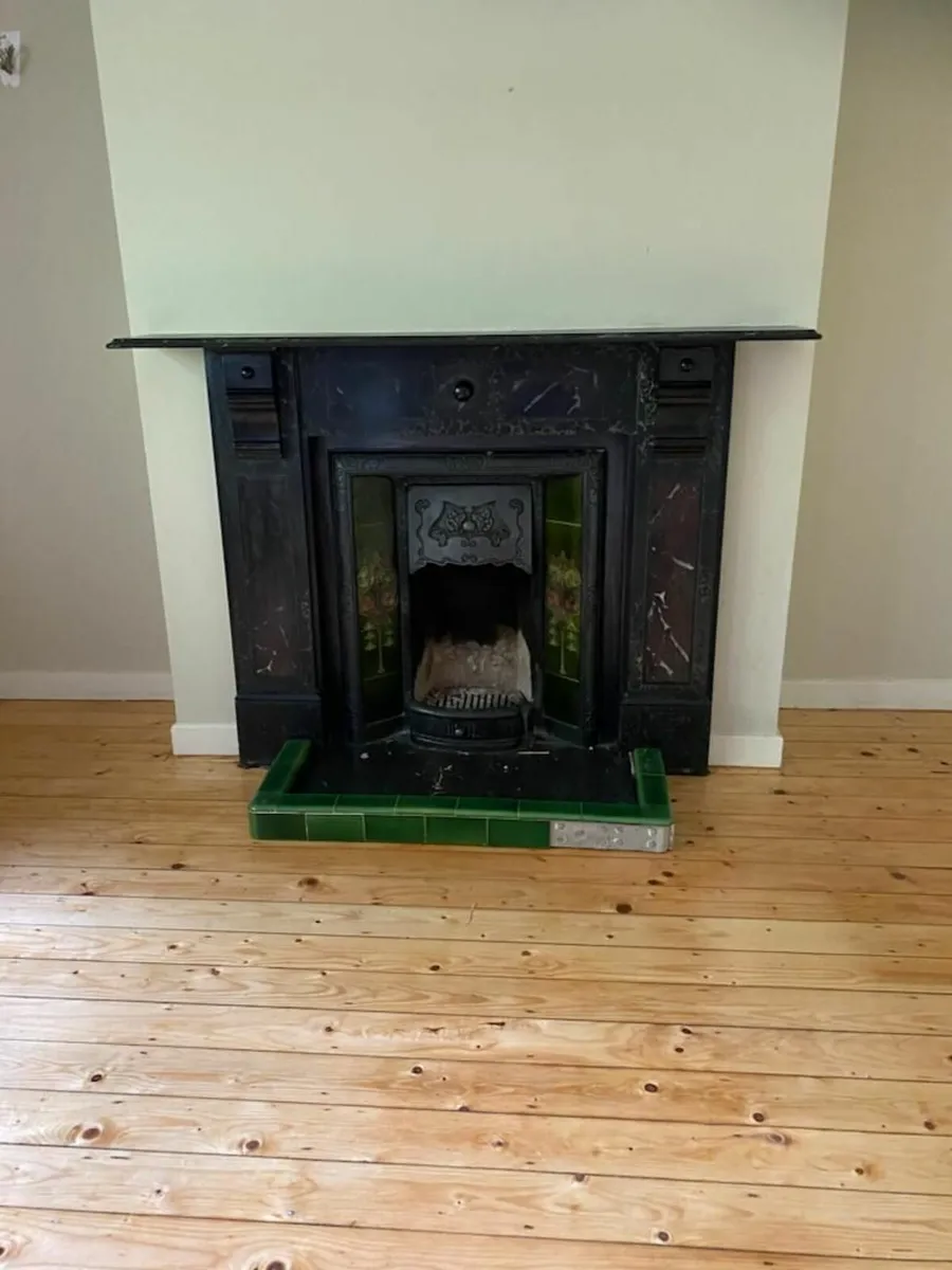 Two Cast Iron Marbled Victorian Fireplaces - Image 2