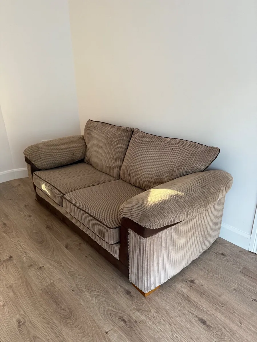 For Sale: 3-Seater Sofa – Corduroy, Creme Sandy Br - Image 1