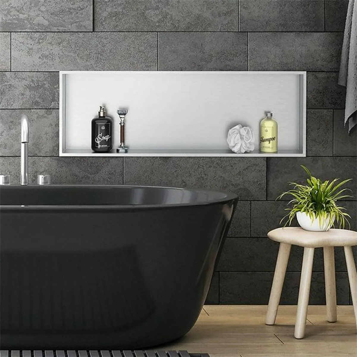 Shower Niche Stainless steel shower tray wall moun - Image 1