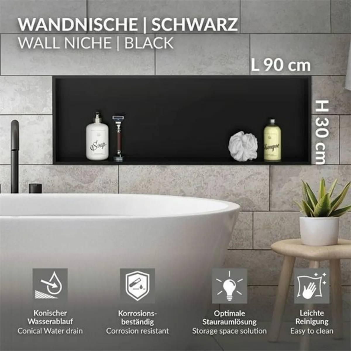 Shower Niche Stainless steel shower tray wall moun - Image 4