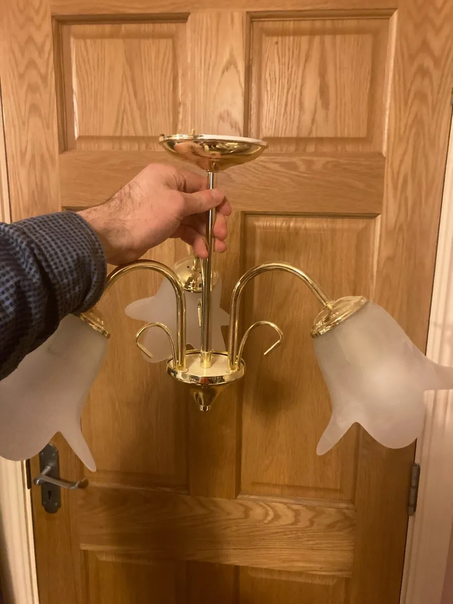Vintage brass ceiling light - Image 1