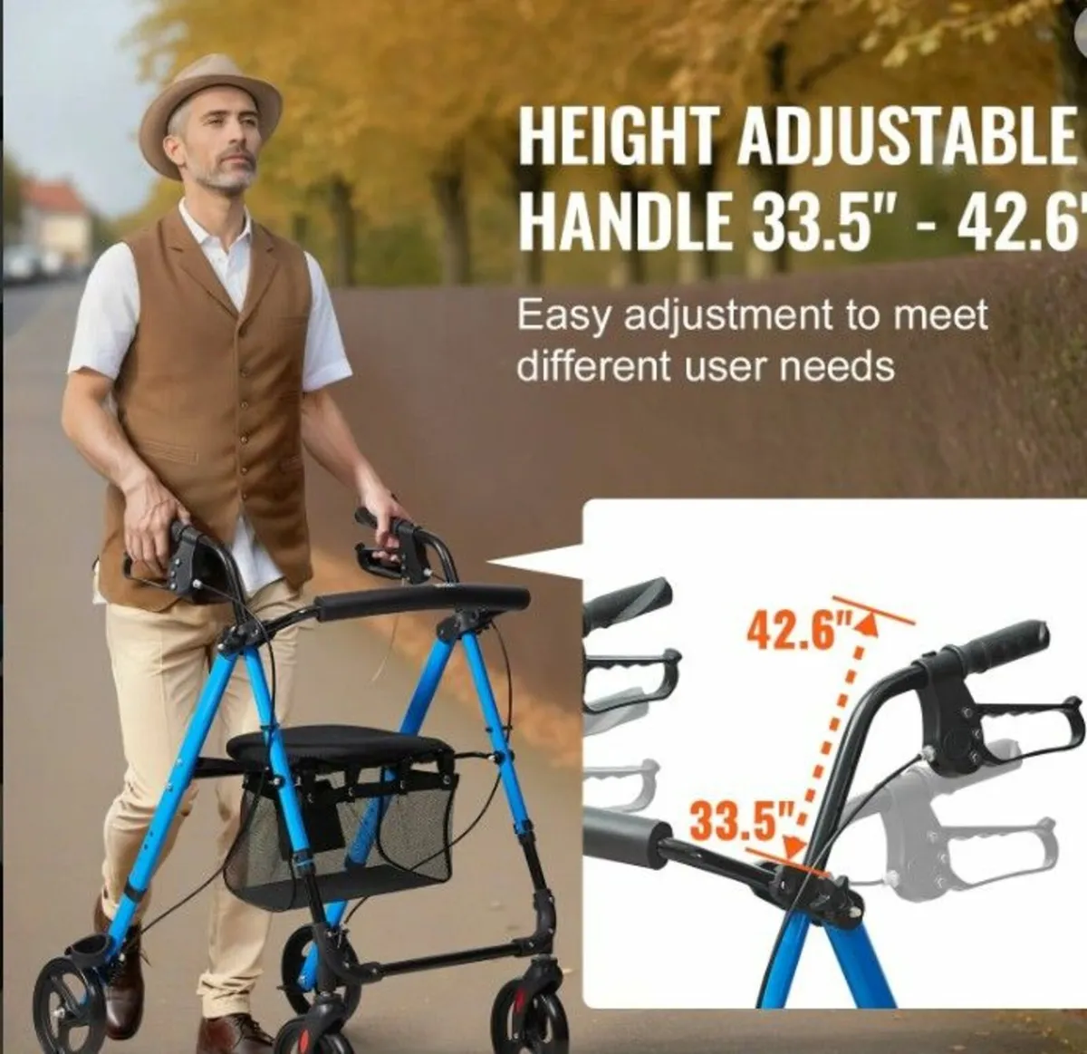 Rollator Walker for Seniors and Adult, Lightweight - Image 4