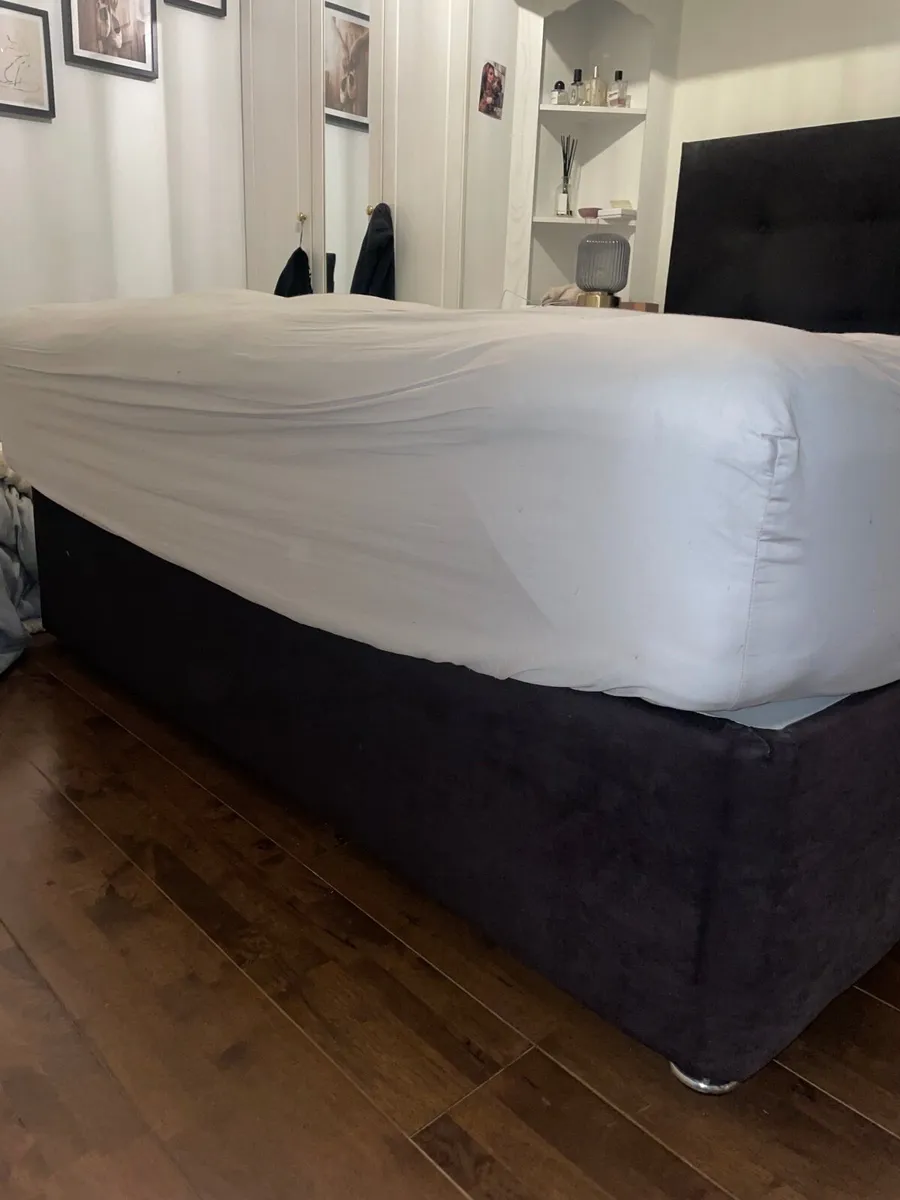 Bed frame - charcoal suede - Image 3