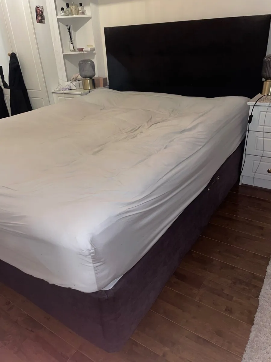 Bed frame - charcoal suede - Image 4