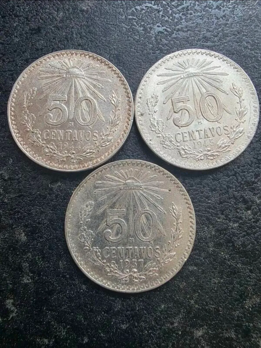 Mexican 50 silver centavos coins - Image 1