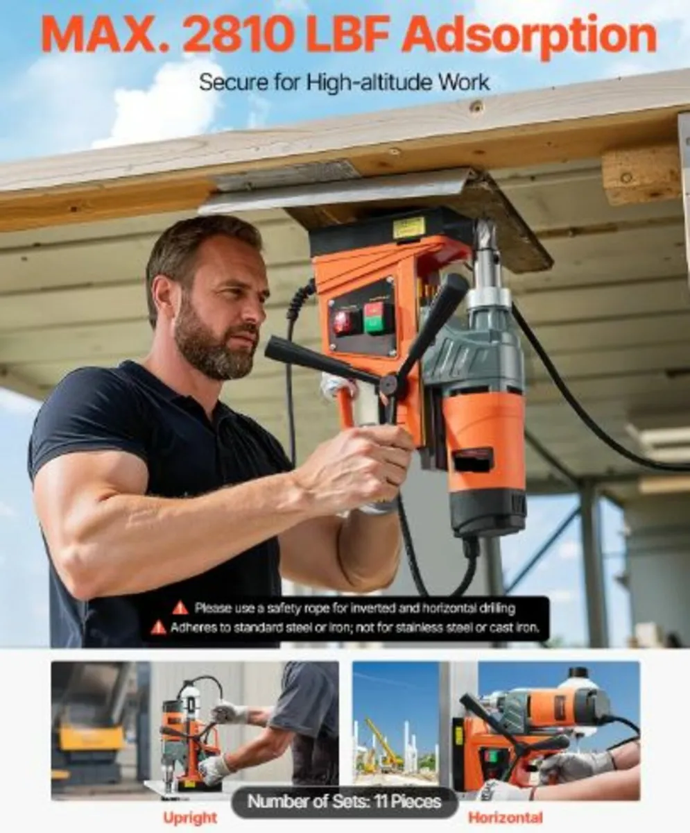 Magnetic Drill, 1450W Motor 1.6 in Boring Diameter - Image 3