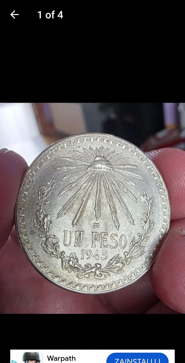 1945 silver mexican un peso coin - Image 1
