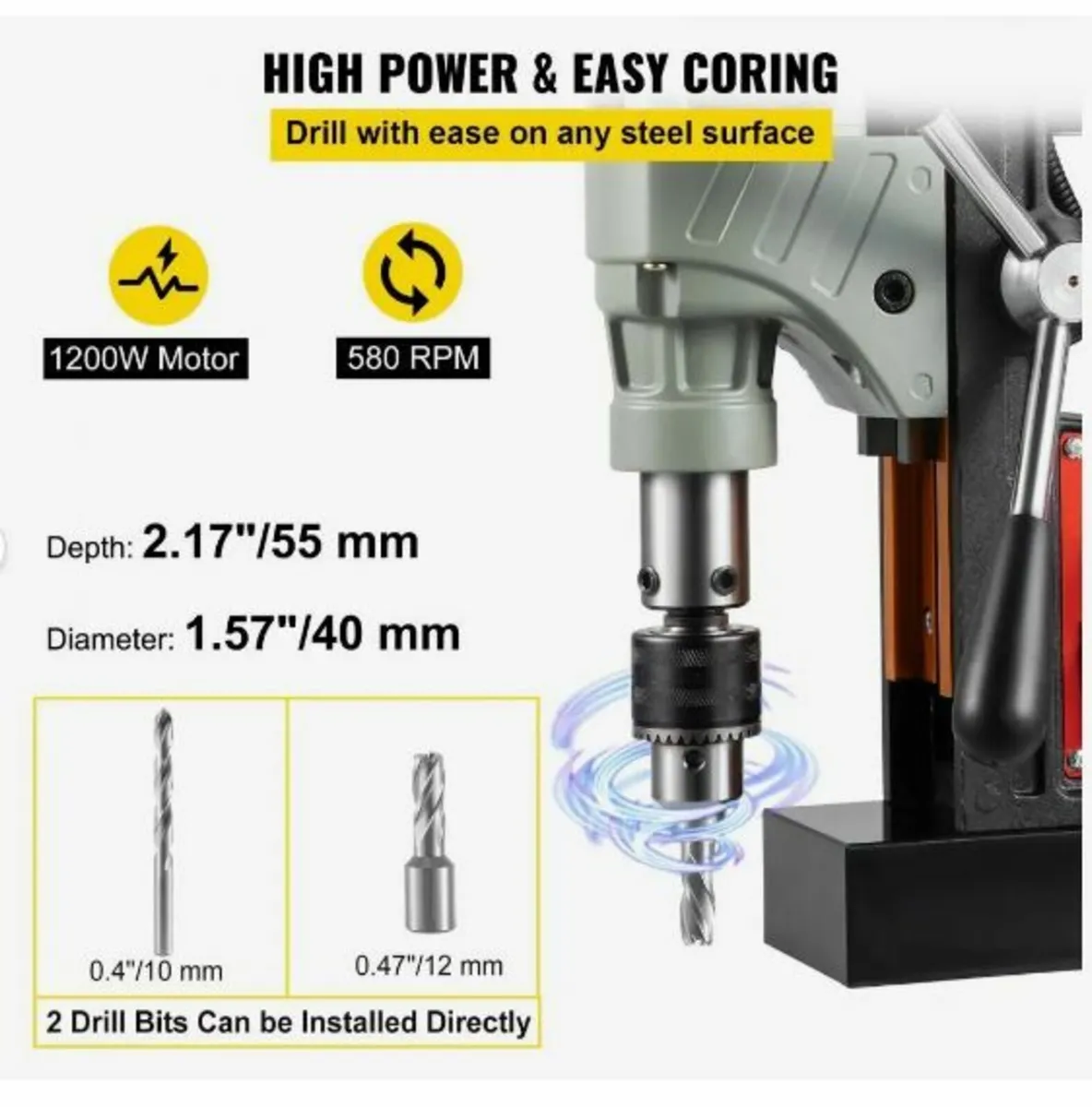 Magnetic Drill, 1200W 4 cm Boring Diameter - Image 3