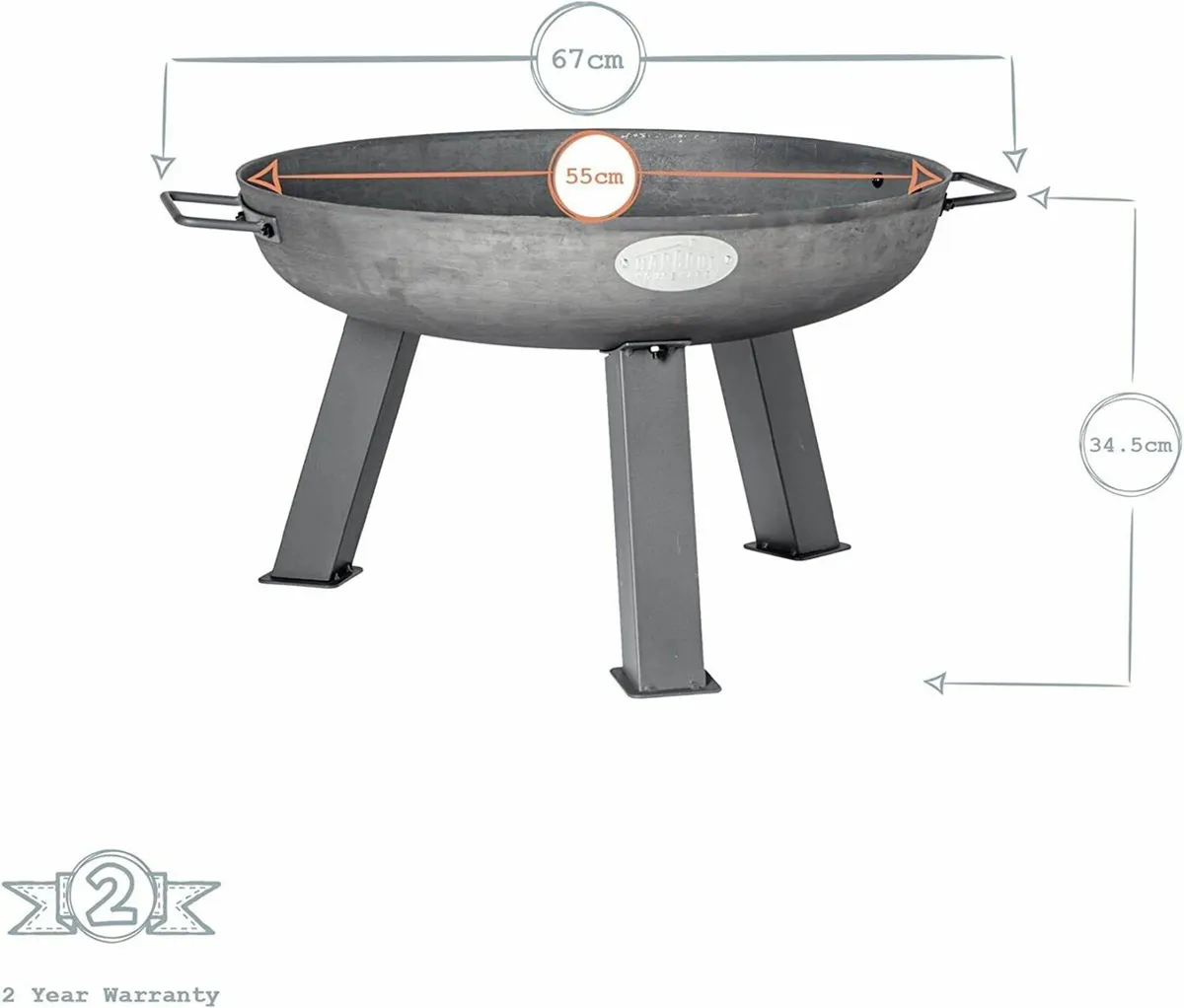 Raw Iron Patio/Garden Fire Pit Burner with Handles - Image 3