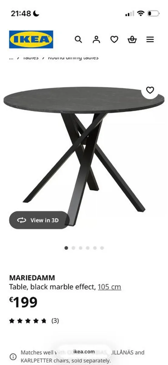 Round marble effect dining table - Image 2