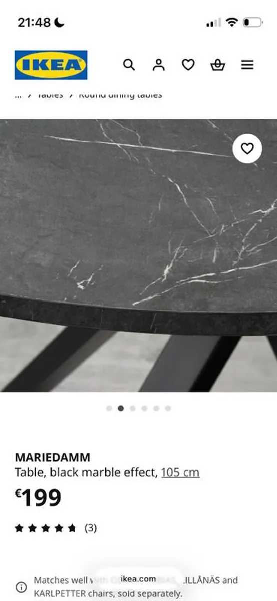 Round marble effect dining table - Image 3