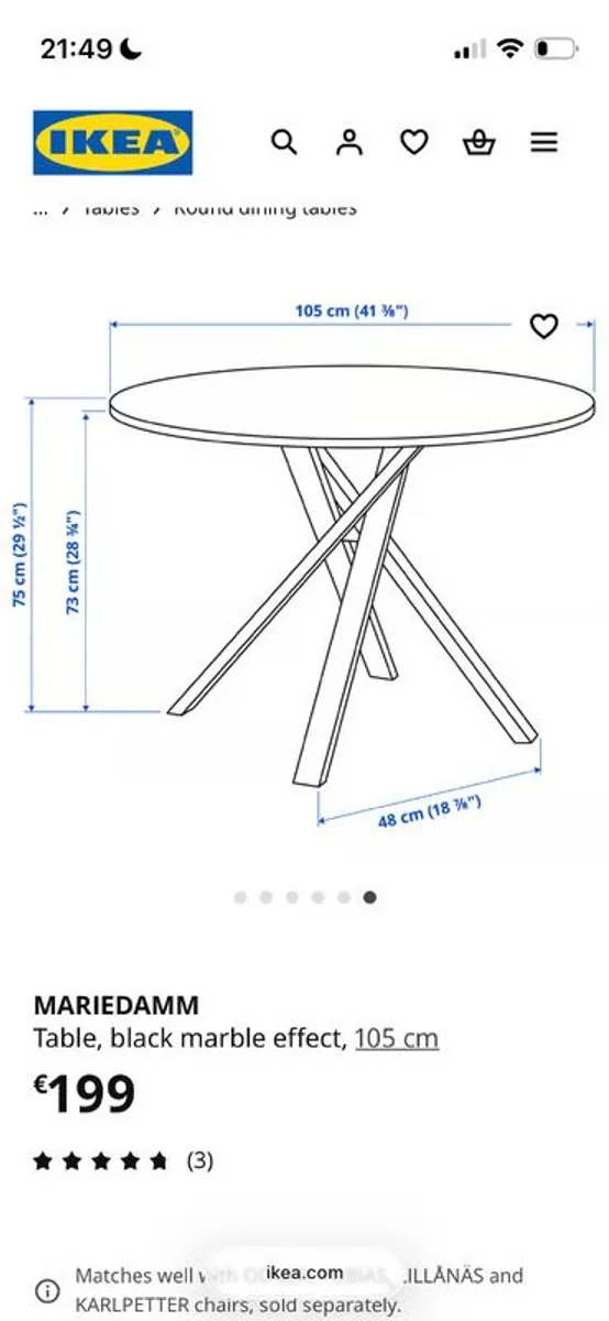 Round marble effect dining table - Image 4