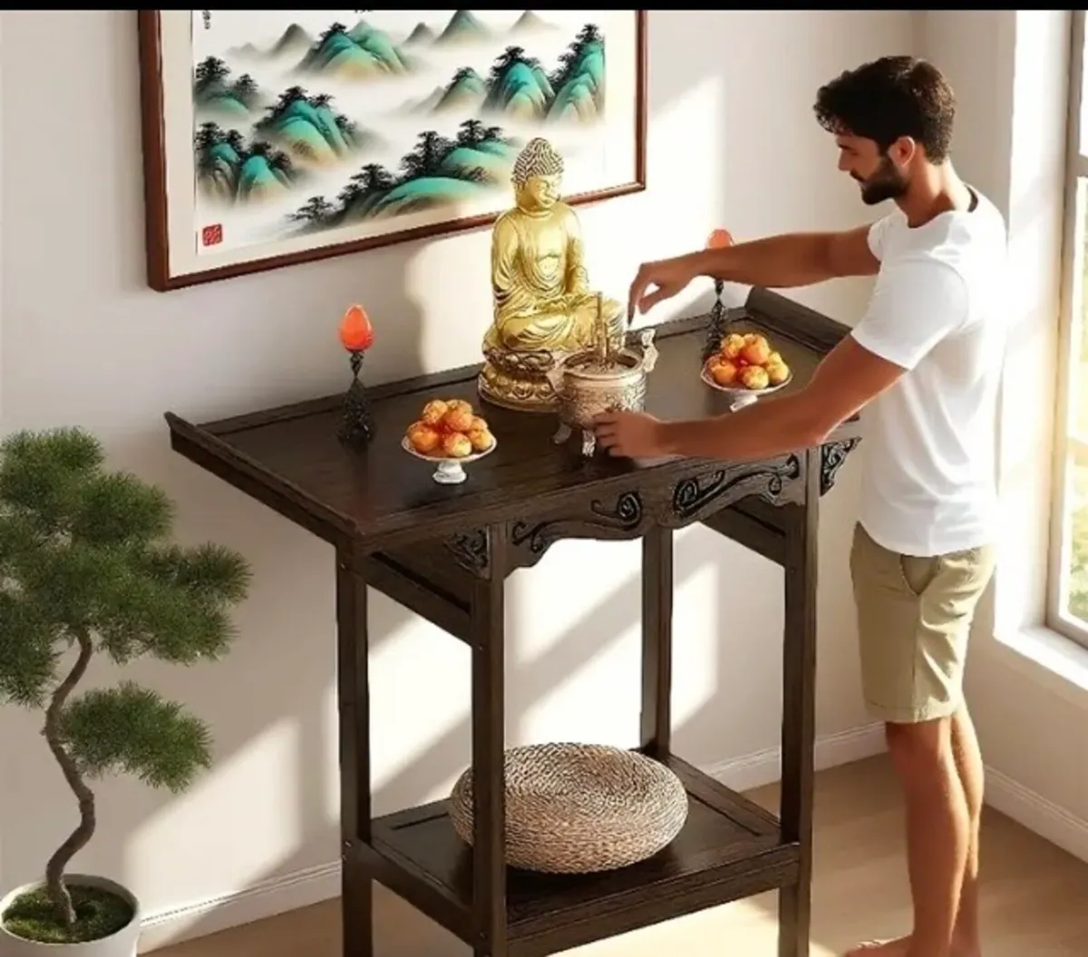 Chinese bamboo entrance table free postage - Image 1