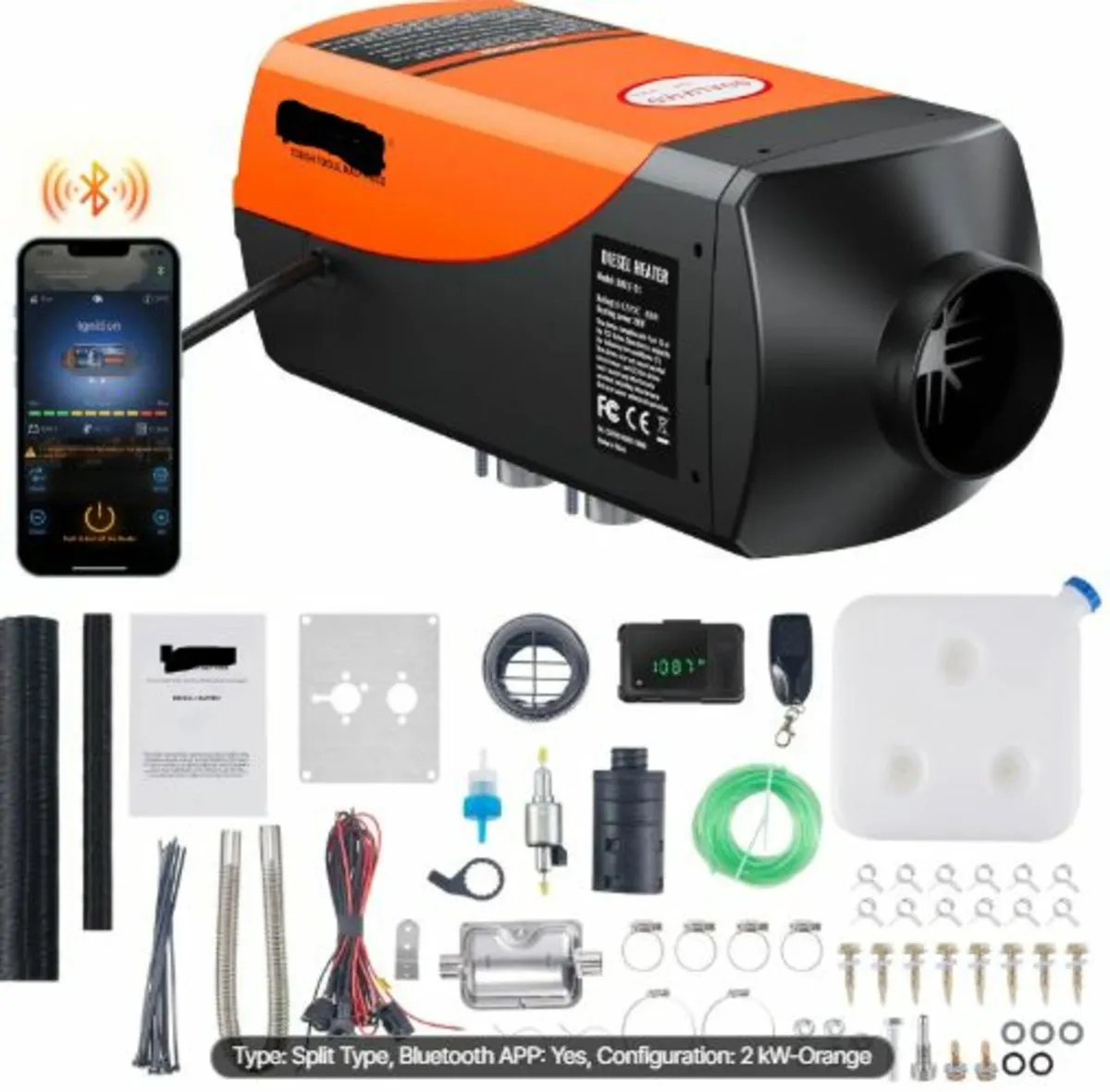 Bluetooth App Control Diesel Air Heater, 12V 2KW - Image 1