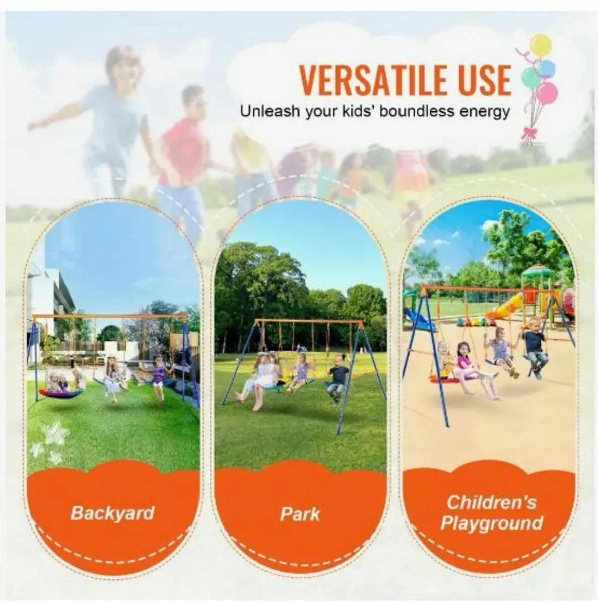 Swing Sets for Backyard, 600lbs Load Capacity - Image 1