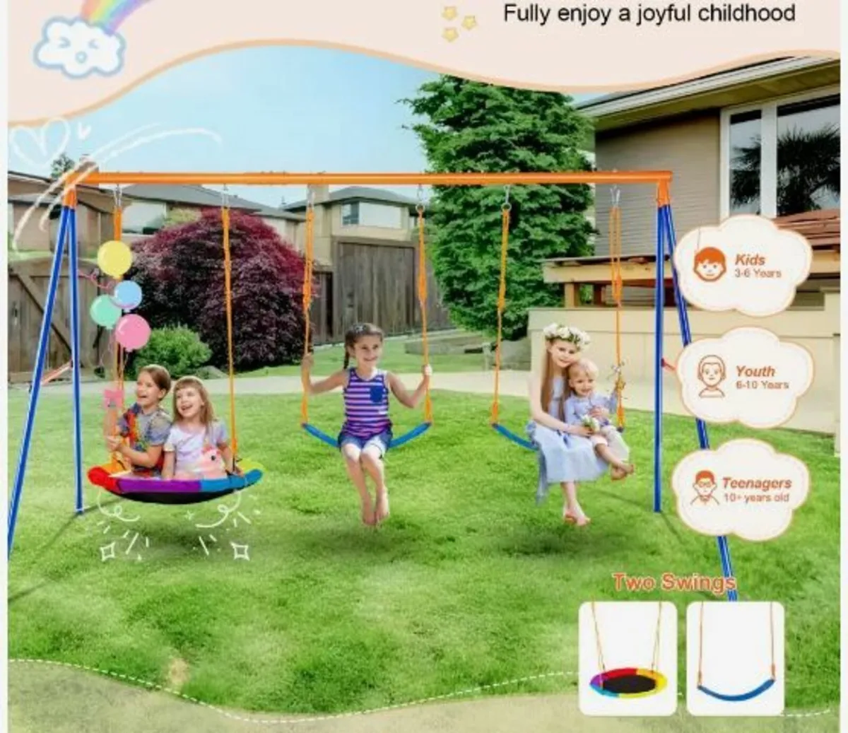 Swing Sets for Backyard, 600lbs Load Capacity - Image 3