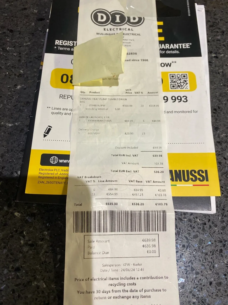 ZANUSSI HEAT PUMP TUMBLE DRYER *WARRANTY* - Image 4