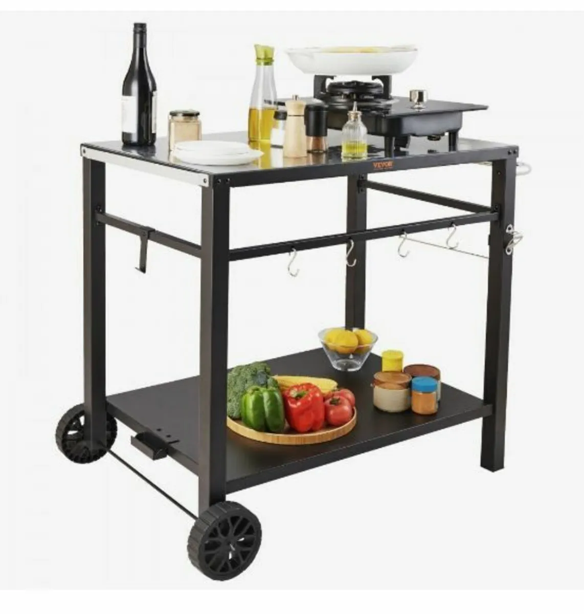 Outdoor Grill Dining Cart with Double-Shelf - Image 4