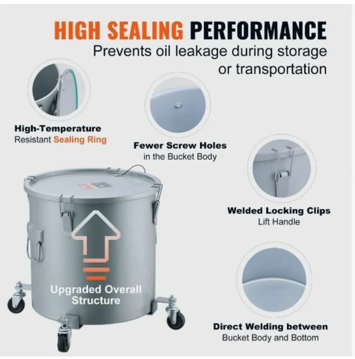 Fryer Grease Bucket, 8 Gal Oil Disposal Caddy - Image 3