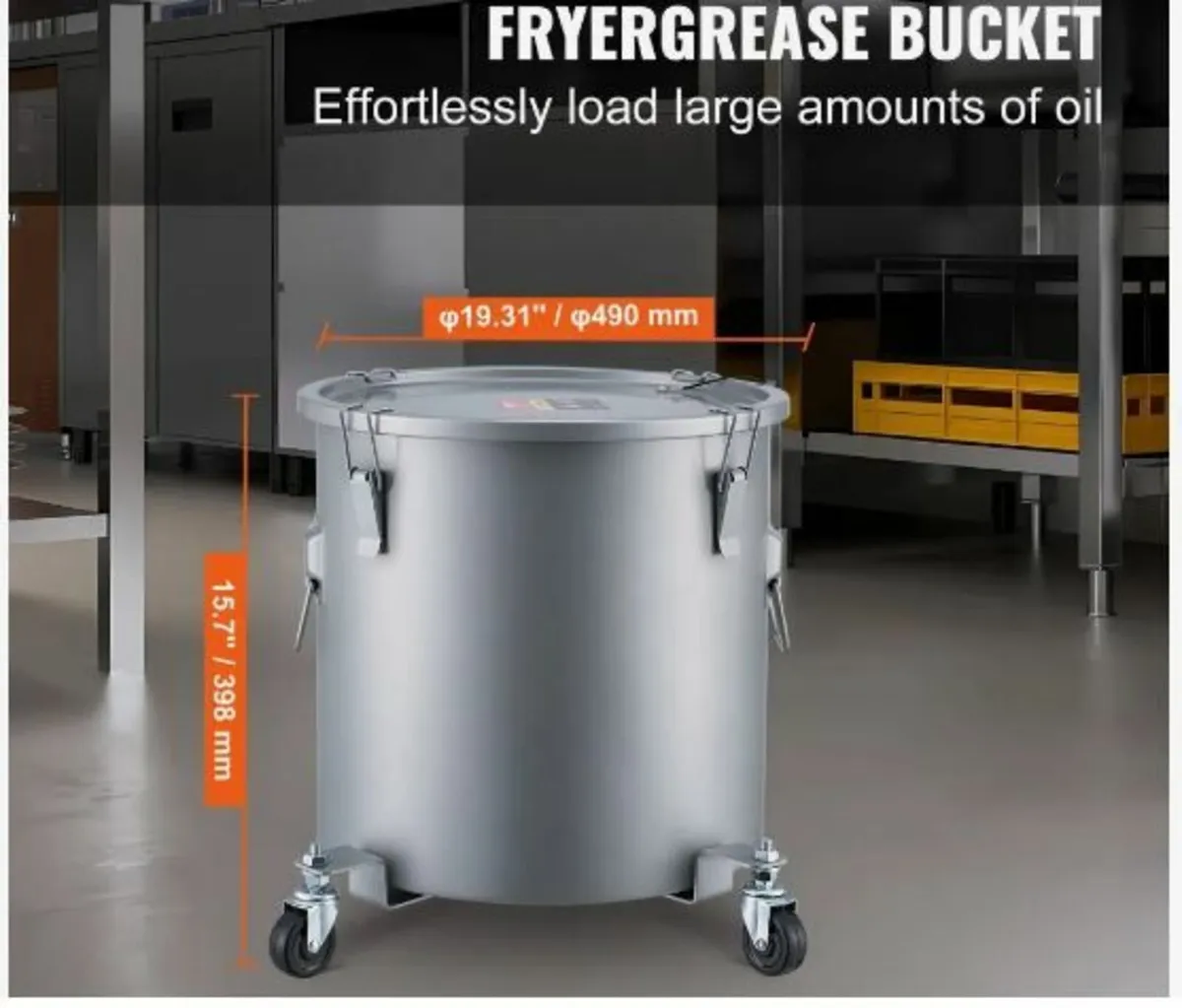 Fryer Grease Bucket, 8 Gal Oil Disposal Caddy - Image 4