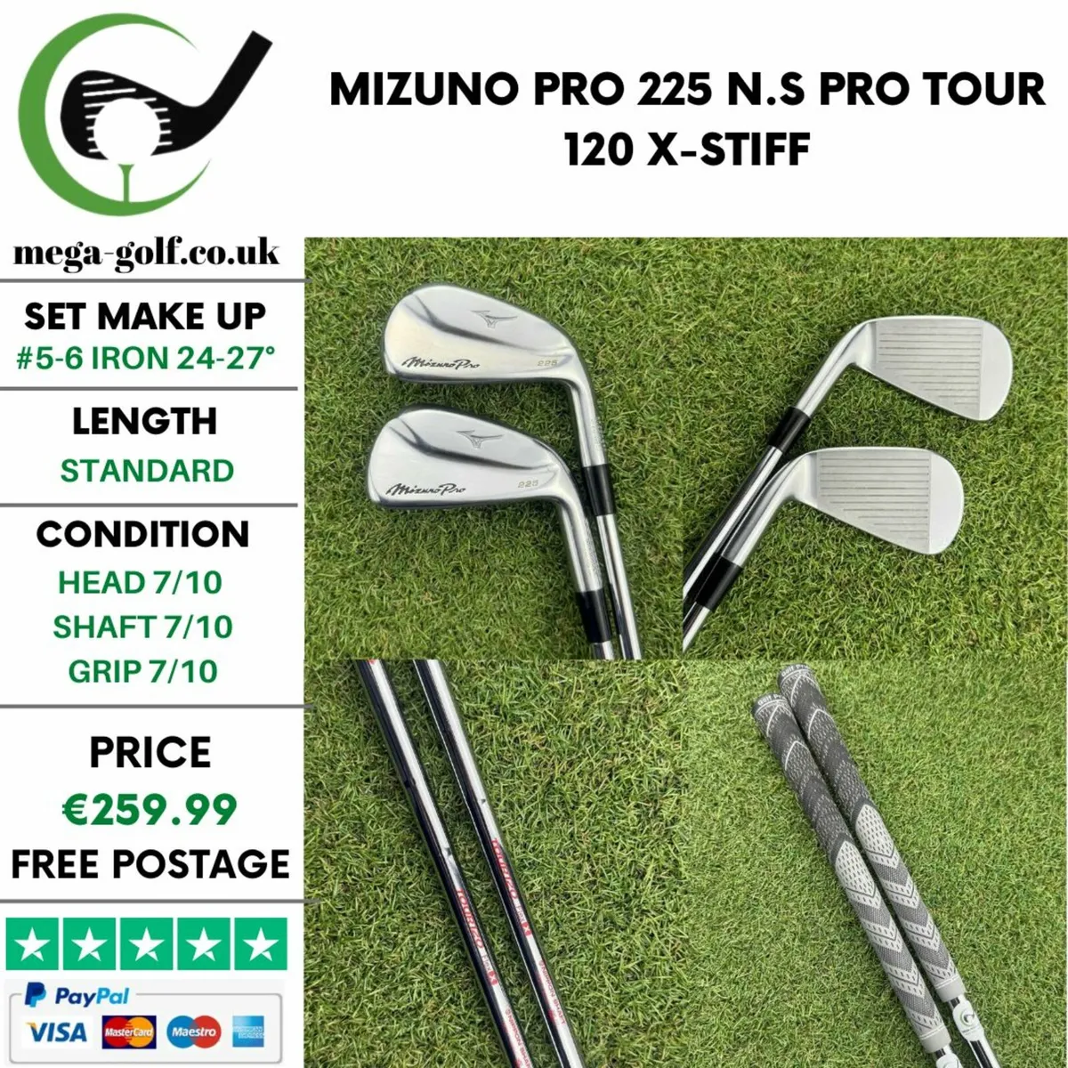 Mizuno Pro 225 #5 Iron 24° & #6 Iron 27° / X-Stiff - Image 1