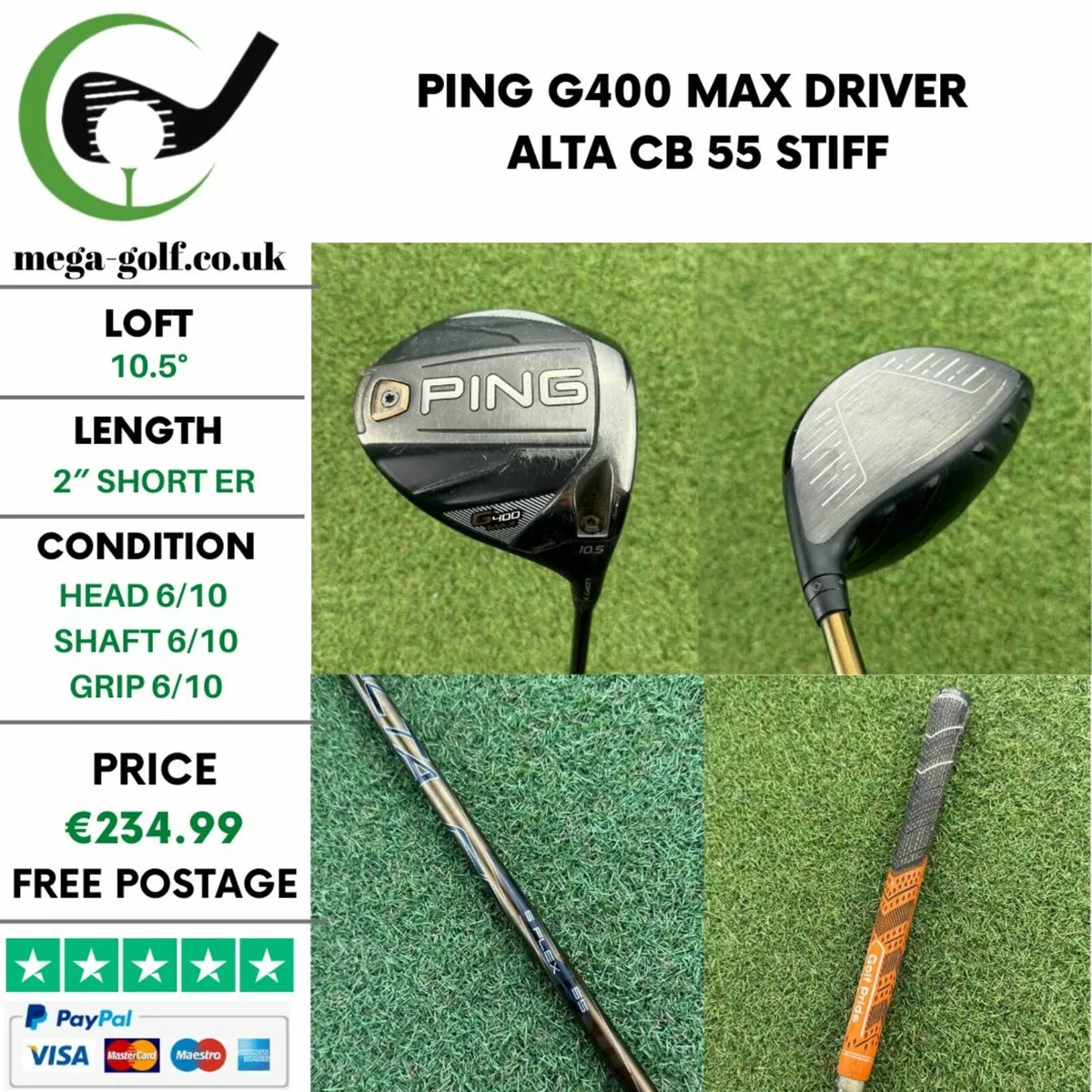 Ping G400 Max Driver / 10.5° / Alta Cb 55 Stiff - Image 1