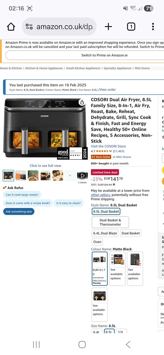 COSORI Dual Air Fryer, 8.5L Family Size - Image 2
