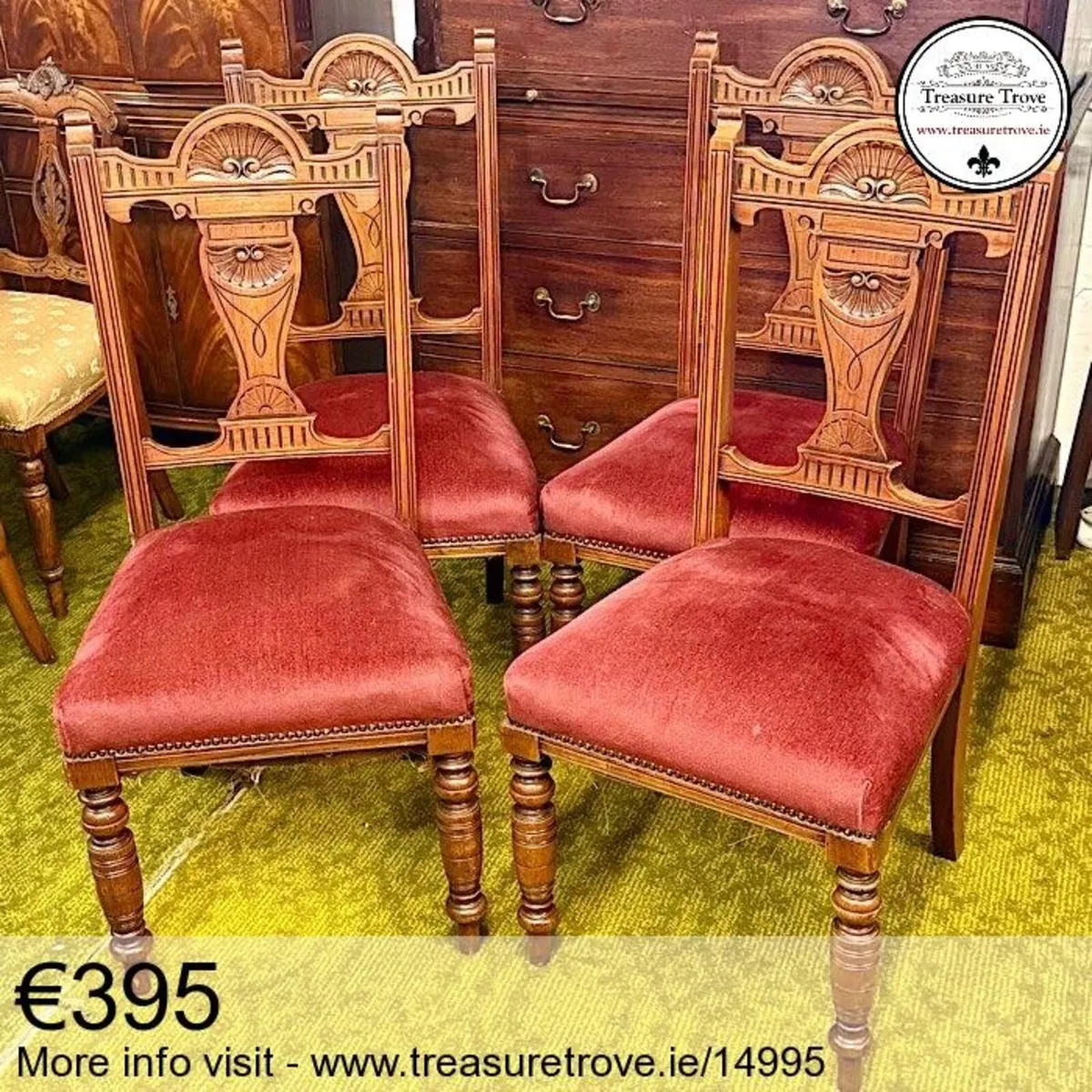 Sets of four vintage and antique dining chairs - Image 2