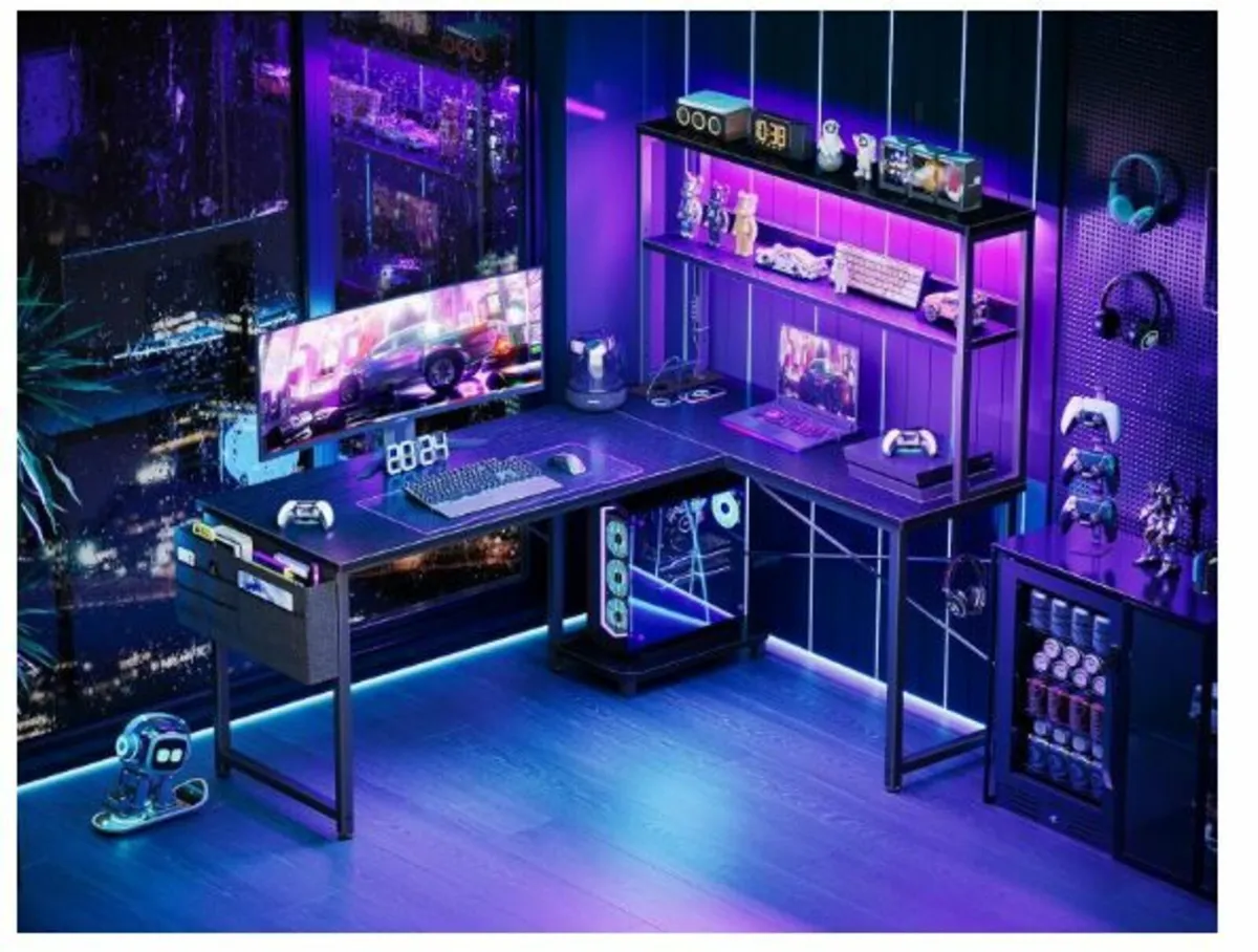 Gaming Table L Shape with LED & Sockets - Image 1