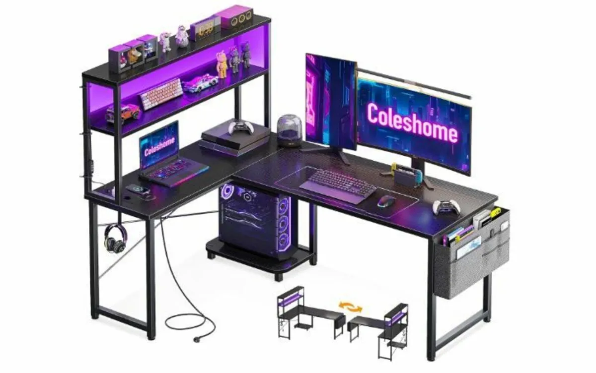 Gaming Table L Shape with LED & Sockets - Image 4