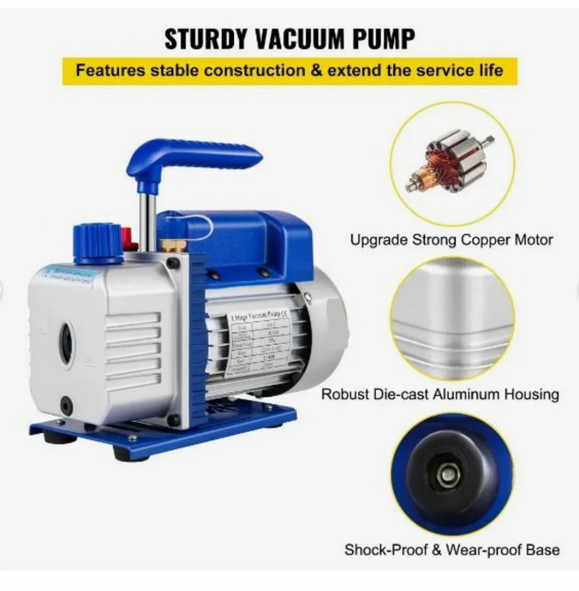 183 L/min(3CFM) 246W(1/3HP) Vacuum Pump - Image 2