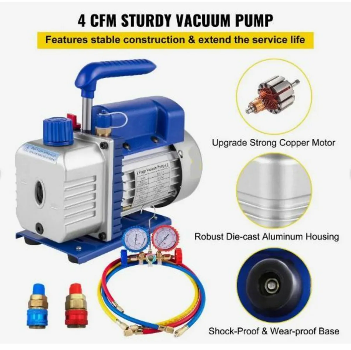 233 L/min(4CFM) 246W(1/3HP) Vacuum Pump - Image 4