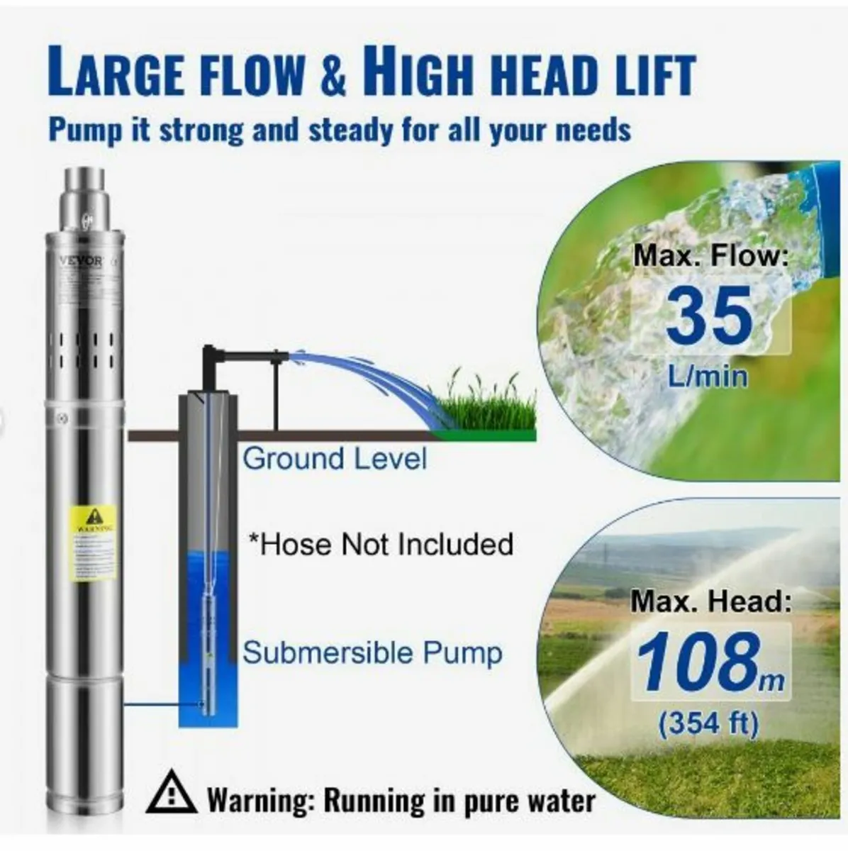 Deep Well Submersible Pump, 550W - Image 3