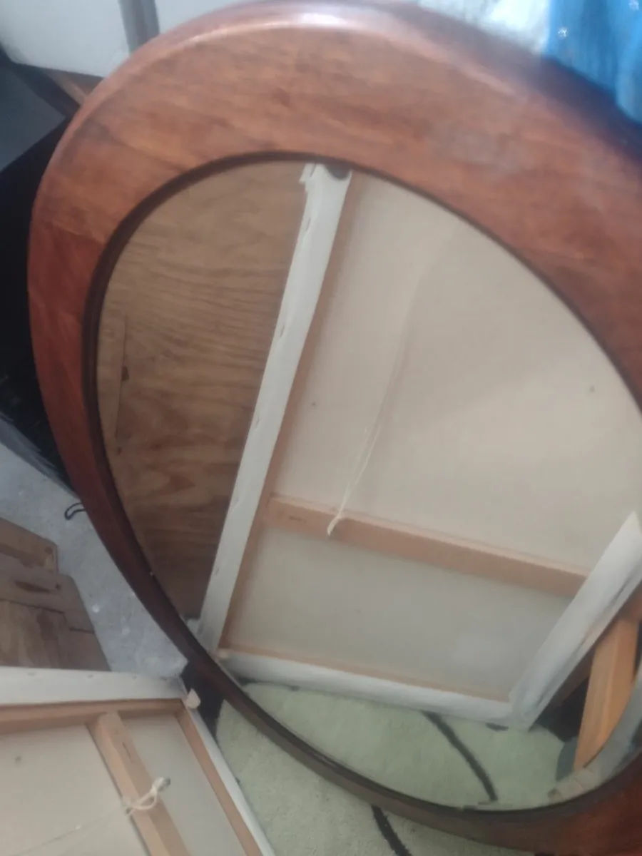 Very heavy Mid-Century bevelled mantle mirror - Image 1