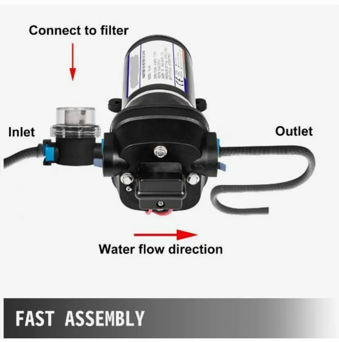 Water Pressure Diaphragm Pump, 12V - Image 4